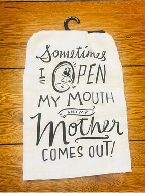 Primitives by Kathy White and Black Script Kitchen Towel